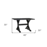 Goldoma 48-Inch Black Solid Wood Trestle Base Dining Table – top view