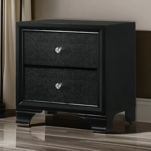 H1ffe1145d2274aa99c7877e1e3bc5cd6D.webp Modern black wooden nightstand with two drawers and crystal pulls