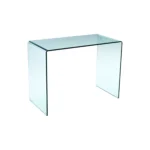 HMS 43" Clear Glass Computer Desk with Adjustable Folding Drawer Features Office Desk Laptop Table Made of Plastic Metal