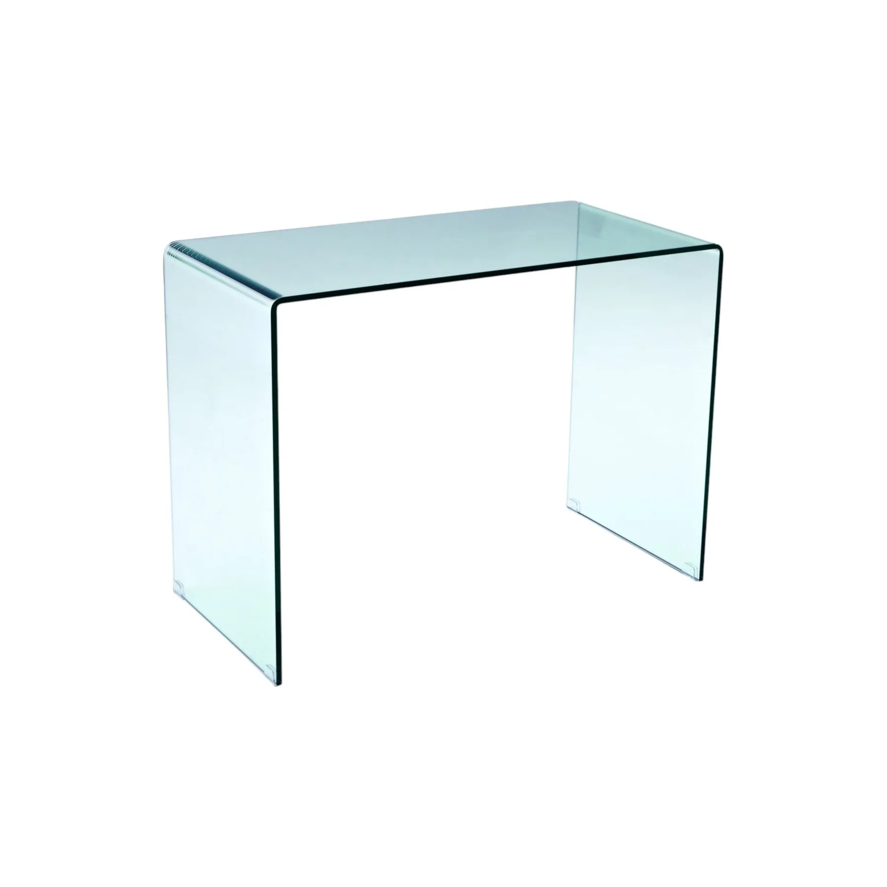 HMS 43" Clear Glass Computer Desk with Adjustable Folding Drawer Features Office Desk Laptop Table Made of Plastic Metal
