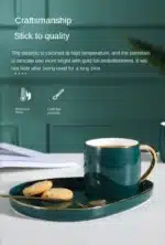 Ceramic Cup Dish Set Nordic Green Water Ware Coffee Cup Rectangular Tray Small Spoon Gift Box Home Bar Decoration Tea Cup