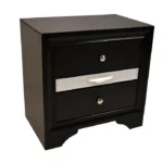 Traditional 2-Drawer Nightstand - Black Wood – side view