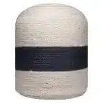 Goldoma 18" Off-White and Navy Blue Jute Blend Cylinder Ottoman Pouf – side view