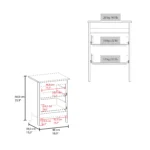 Modern white nightstand with two drawers beside a bed in a contemporary bedroom