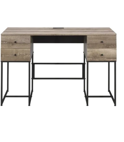 HMS 47" Brown and Black Computer Desk with Four Drawers Writing Desk with Practical Storage Solution