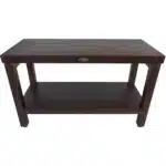 HMS Rectangular Teak Bathroom Shelf Shower Stool or Bench with Brown Finish for Your Modern Bathroom