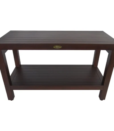 HMS Rectangular Teak Bathroom Shelf Shower Stool or Bench with Brown Finish for Your Modern Bathroom