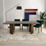 Modern Alden solid wood dining table in walnut finish – eco-friendly and durable wooden table for dining room or kitchen