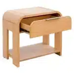 Modern One Drawer Nightstand Wood Bedside Table with Storage Shelf – styled in a modern Nightstands setting