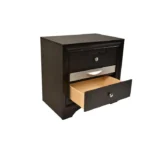 Traditional 2-Drawer Nightstand - Black Wood – base detail