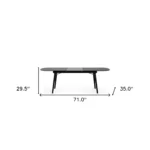 71 inch black rectangular dining table with butterfly leaf extension from Goldoma, modern manufactured wood dining table seats 6