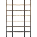 HMS Brown Six-Tier Bookcase Solid Wood and Iron Construction Elegant Sixty-Eight Inch Bookshelf – side view