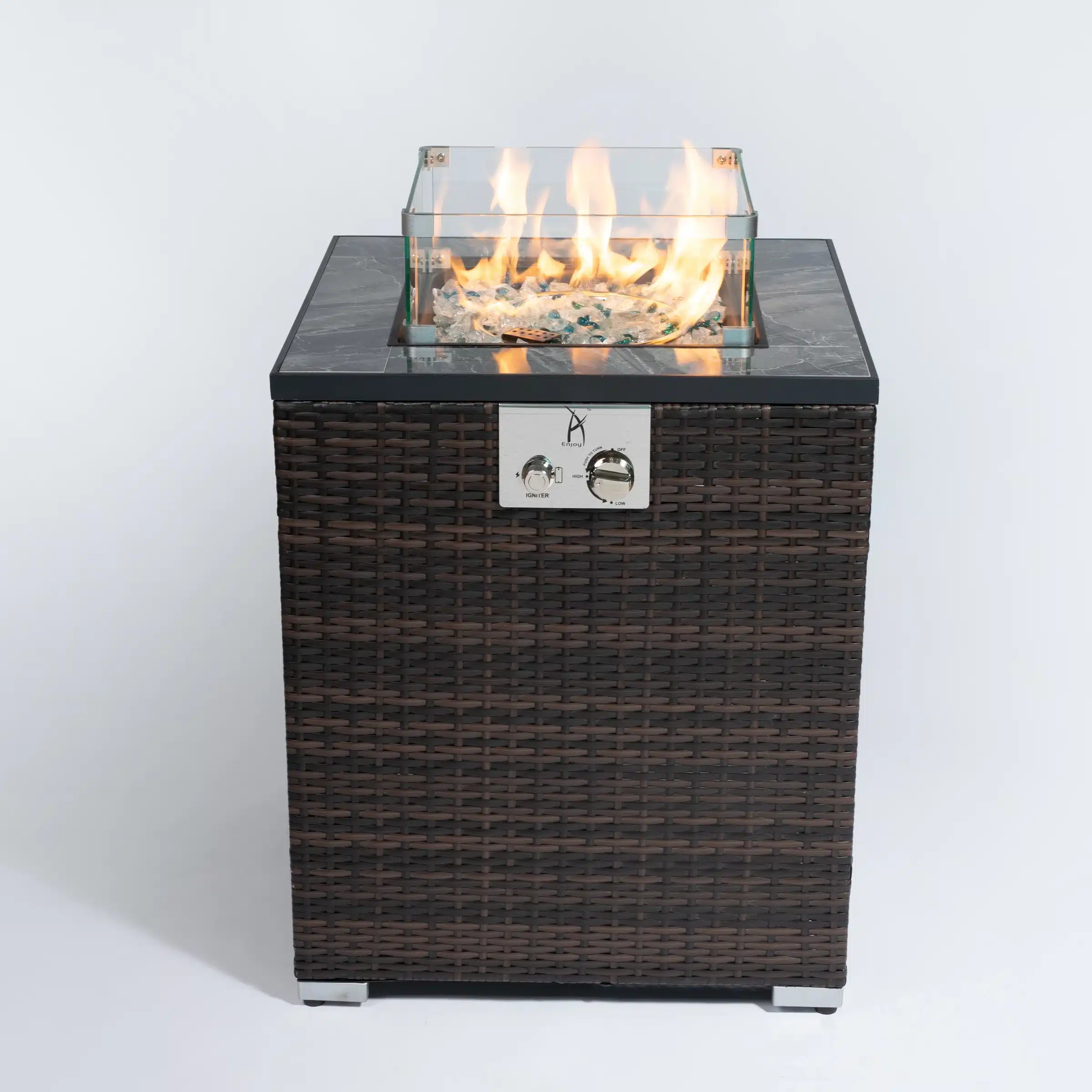 28inch Outdoor Propane Fire Pit Column with Glass Wind Guard 28inch Outdoor Propane Fire Pit Column with Glass Wind Guard