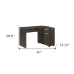 HMS 46" Brown Wood L-Shaped Computer Desk with Drawer PC Desk Portable and Adjustable Metal Material Assembled for Hotels