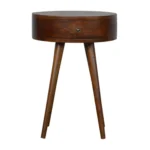 Nordic chestnut nightstand with drawer round solid wood bedside table Goldoma