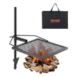 Goldoma swivel campfire grill with adjustable grate over fire pit