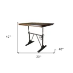 HMS Brown and Black Adjustable Height Writing Desk Solid Wood and Iron Computer Desk – base detail