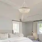 Bohemia Wood Beaded Chandelier Farmhouse Rustic Pendant Light for Bedroom Kitchen Island Dining Living Room White, Dia 22