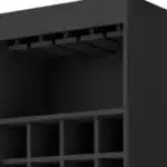 HMS 24" Black Stainless Steel Bar Cabinet Eighteen Glass Shelves Classical Display Cabinet for Home Furniture Living Room