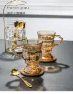 Heat Resistant Thick Glass Cup Luxurious European Style Teacup Coffee Cup Healthy Drink Mug Tea Mugs – top view