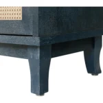 HMS 60 Blue Midcentury Modern Sideboard Distressed Mango Wood and Rattan with Four Doors for Home Bar Furniture - Image 5
