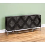HMS 72" Modern Black Solid Wood Sideboard Four Door Dining Room and Living Room Furniture for Home or Farmhouse for Home Bar