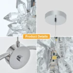 The Goldoma chandelier shown from below, highlighting its circular crystal layers and chrome finish.