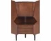 Modern corner bar cabinet in brown and black finish, perfect for small spaces