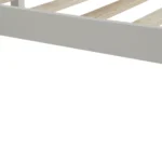 Goldoma full size platform bed frame in white with headboard, no box spring needed, solid pine wood construction
