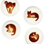 Ceramics Sauce Dish Cat Relief Seasoning Dish Mini Side Bowl soy sauce dishes dinnerware Meow Porcelain(Set of 4)