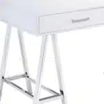 HMS 54" Solid Wood Writing Desk with Two Drawers White and Silver Laptop Table for Bedroom Gaming Computer Desk – styled in