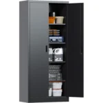 Assembly Required Black FCJ OfficeHome/Garage Storage Metal Garage Storage Cabinet Lock Steel Lockable File Cabinet 2 Doors 4