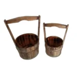 Pair of large outdoor planters with thriving plants on a sunny patio