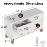Goldoma M 6-Drawer Double Dresser in white with solid wood legs, modern storage cabinet for bedroom organization