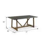 Modern farmhouse solid wood V-frame trestle dining table in grey and brown finish
