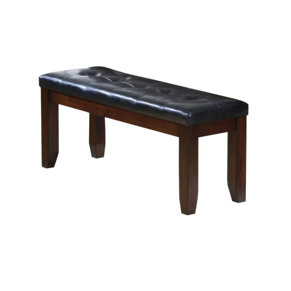 Goldoma 48-Inch Faux Leather and Wood Upholstered Bench - Black and Espresso
