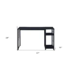 HMS 47" Simple Design Black Wooden Writing Desk with Adjustable Shelf for Office Bedroom Living Room or Dining Use – top view