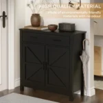 Modern Farmhouse Kitchen Storage Cabinet 2 Drawers 2 Doors Black FCJ Buffet Sideboard for Coffee Bar Living Room Dining Room - Image 4