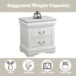 White Louis Philippe nightstand with two drawers in a bedroom setting