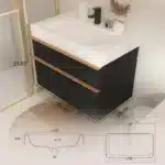 USA Free Shipping 36 Inch Floating Bathroom Cabinet Wall Mounted Wood Black Bathroom Vanity Cabinet With Single Sink – side