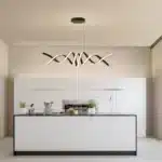 Modern LED Dimmable Pendant Light with Remote, 2-Light 38W Aluminium Linear Chandelier Lamp, 39.3" Black for Dining Room