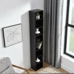 8-Tier Adjustable Media Tower Rack CD DVD Slim Storage Cabinet Tall Narrow Bookcase Display Bookshelf for Home Use – side