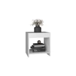 Chroma minimalistic nightstand with open shelf for bedroom storage in white finish