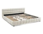 Modern king size adjustable bed with chenille fabric headboard and solid wood frame in a bedroom setting - best king size adjustable bed