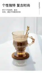 Heat Resistant Thick Glass Cup Luxurious European Style Teacup Coffee Cup Healthy Drink Mug Tea Mugs – in a cozy room setting