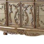 HMS 66 Gold Solid Wood Carved Scrollwork Seven Drawer Sideboard with Two Doors - Image 3