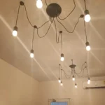 Vintage Industrial Multi-Arms Spider Pendant Lamp Black Metal Creative Ceiling Chandelier with Wire Hanging Light for