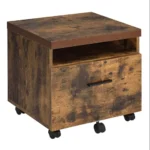 FCJ Weathered Oak and Black 1-Drawer File Cabinet Elegant Wood Finish and Stylish Design