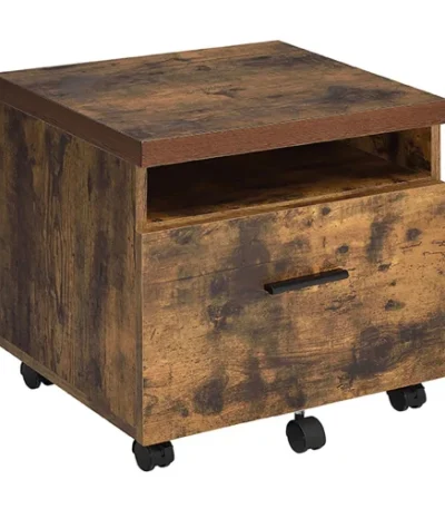 FCJ Weathered Oak and Black 1-Drawer File Cabinet Elegant Wood Finish and Stylish Design