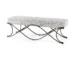 Goldoma 55-Inch Dark Gray Chenille Upholstered Bench with Nickel Metal Base